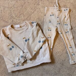 Zara KIDS matching set blue cherry print